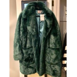 ASOS Curve Dark Green Faux Fur Coat